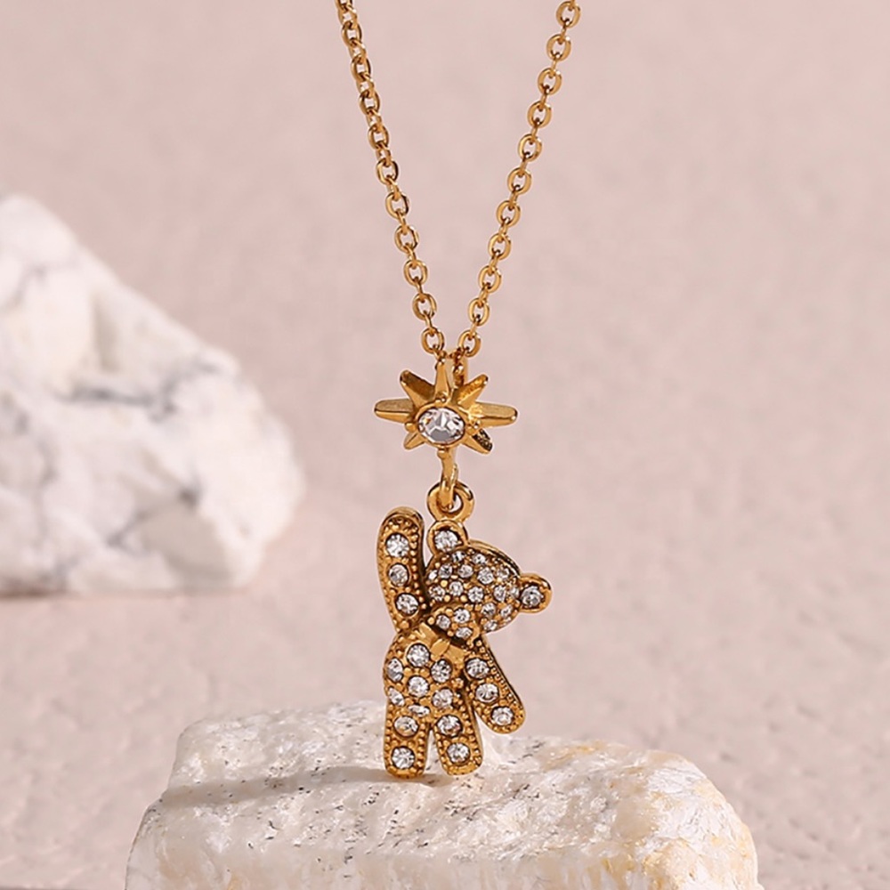 New Teddy Bear 18K Gold Necklace, nice Necklace, cute Necklace